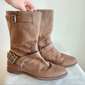 Cole Haan Leora Moto Boots Brown Sz 10